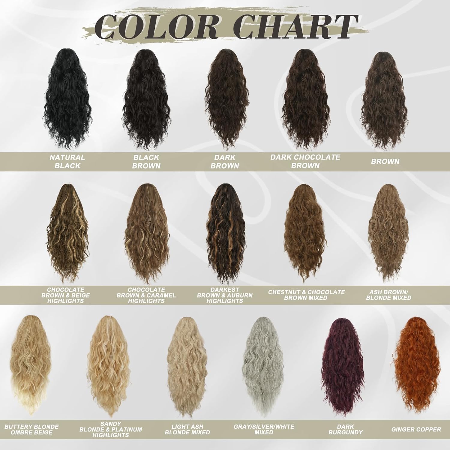 BARSDAR Extensión de cola de caballo rubia, extensiones de cola de caballo con clip de garra de 18 pulgadas para mujer, extensiones de cola de