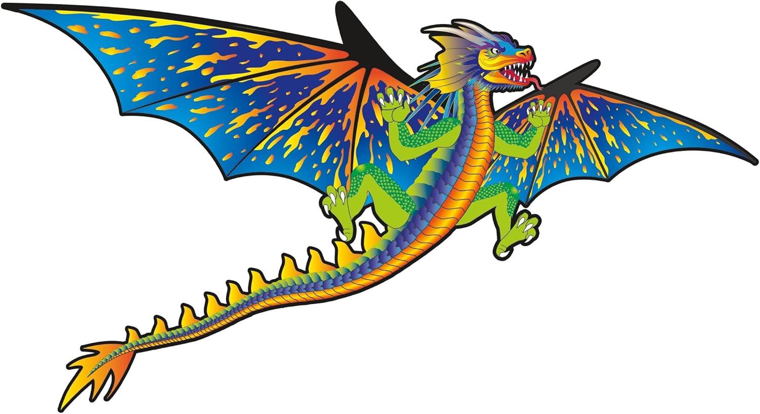 WindNSun Dragón azul de gran tamaño con cabeza 3D Ripstop Nylon Dragon Kite, 76 pulgadas de ancho