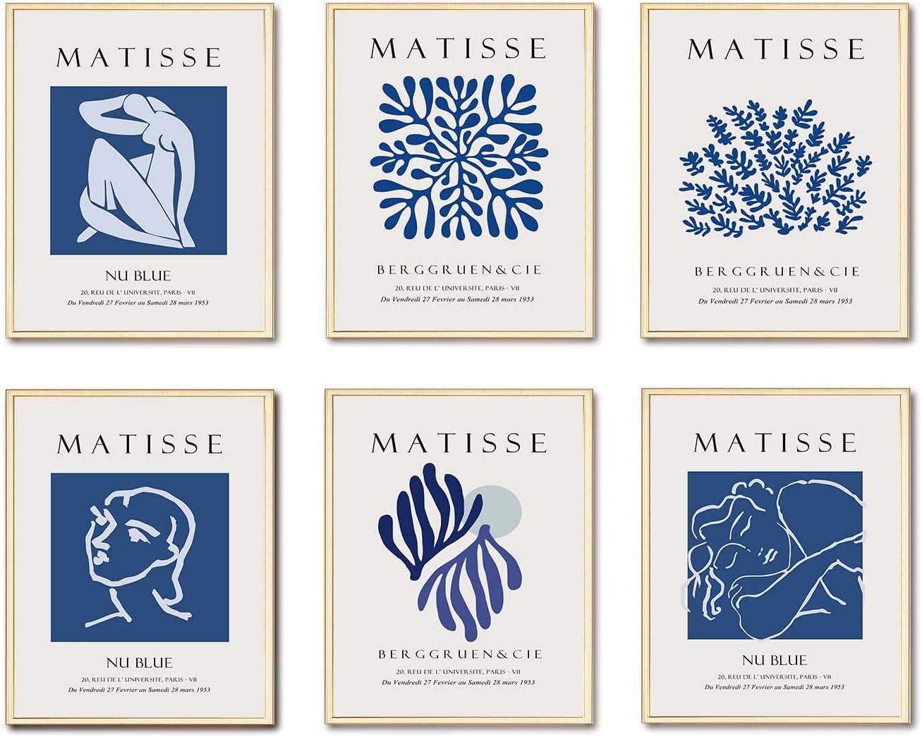 znxuey Póster e impresiones artísticas estéticas de Matisse para decoración de pared, póster e impresiones de arte abstracto estético de Matisse