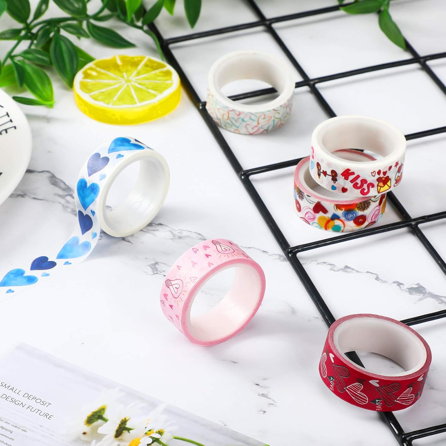 Zonon 6 rollos de cintas washi para el día de San Valentín, calcomanías de San Valentín para niños, lindas calcomanías de San Valentín para