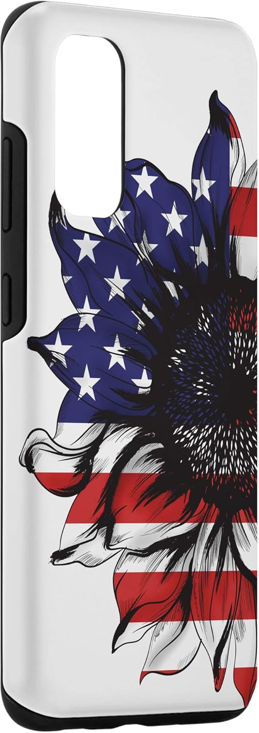 Galaxy S20 girasol bandera americana teléfono caso patriótico regalos para mujeres caso
