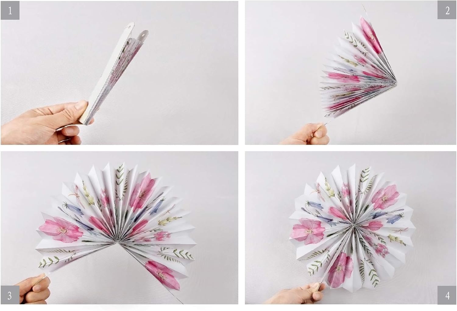 Easy Joy Abanicos de papel decorativos coloridos para colgar, abanicos de papel florales, abanicos de papel arcoíris para fiestas de té, cumpleaños,