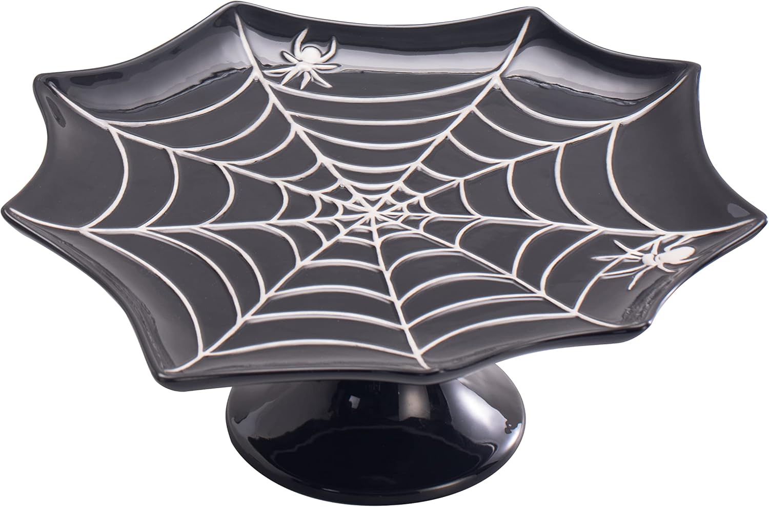 Bico Soporte de cerámica negra para tartas de Halloween de 12.7 pulgadas, para guardar pasteles, postres, microondas y lavavajillas