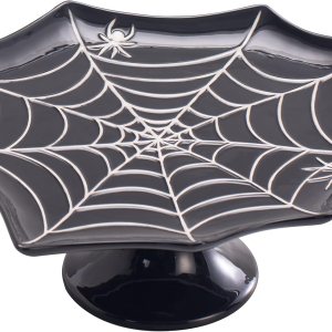 Bico Soporte de cerámica negra para tartas de Halloween de 12.7 pulgadas, para guardar pasteles, postres, microondas y lavavajillas Bico Soporte de cerámica negra para tartas de Halloween de 12.7 pulgadas, para guardar pasteles, postres, microondas y lavavajillas