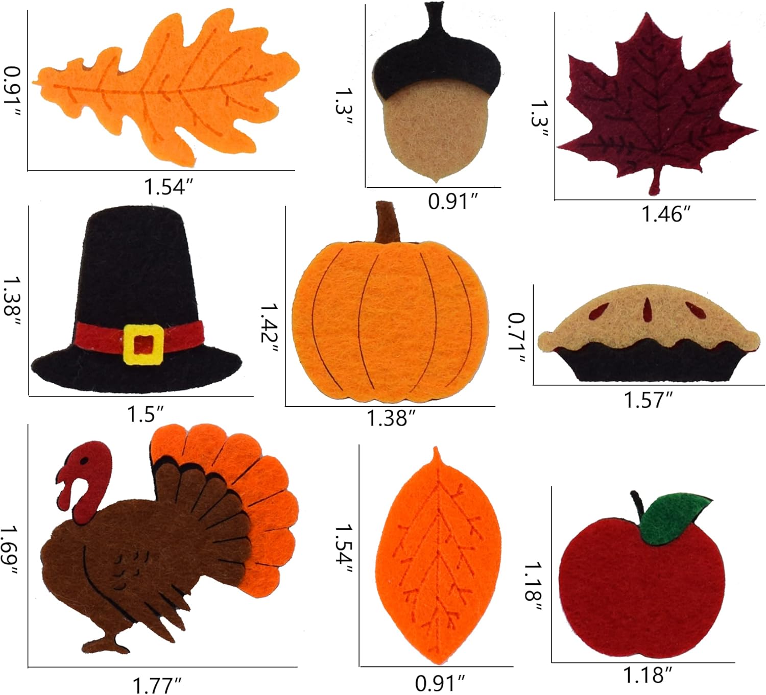 9 piezas de fieltro de Acción de Gracias, iconos de decoración de tablero de fieltro de otoño, accesorios de fieltro de otoño, decoración de tablero