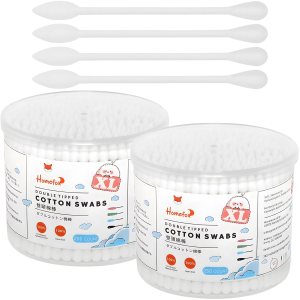 HOMEFOX Hisopos de algodón XL de precisión puntiaguda, 500 unidades extra grandes y gruesos, bastoncillos de algodón orgánico puntiagudos de doble HOMEFOX Hisopos de algodón XL de precisión puntiaguda, 500 unidades extra grandes y gruesos, bastoncillos de algodón orgánico puntiagudos de doble