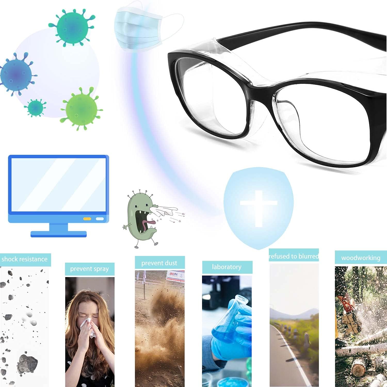 Dollger Gafas de seguridad con lectores 1.5 2.0 1.0 progresivas multifoco anti niebla y bloqueo de luz azul gafas de lectura