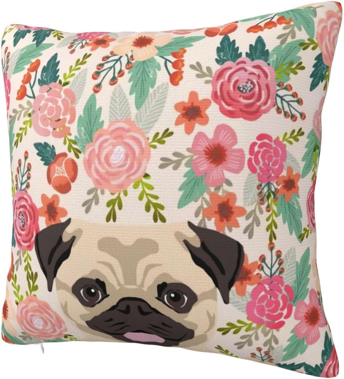 Fundas de almohada con estampado de lindos perros carlino, amantes de las mascotas, para dormitorio, cama y sofá, fundas de almohada cuadradas