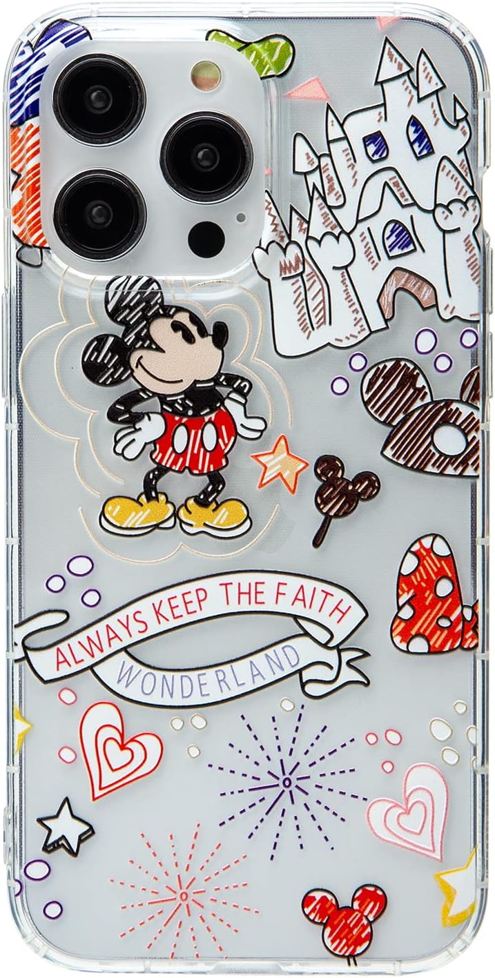 iFiLOVE Linda funda para iPhone 15 Pro Max, para niñas y mujeres, linda caricatura de Mickey Castle, funda protectora delgada y suave de TPU