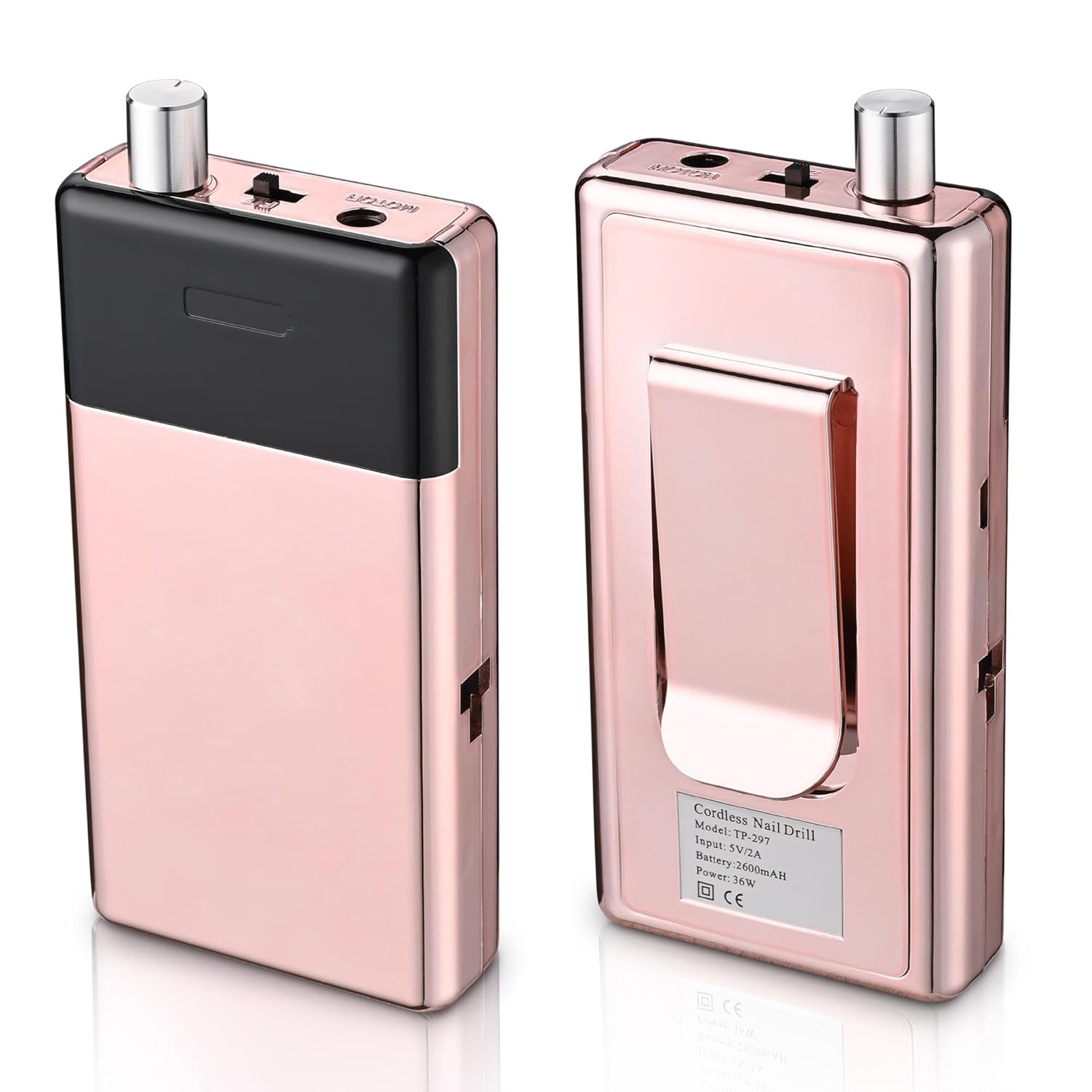BYOOTIQUE – Kit de máquina de taladro eléctrico portátil inalámbrico con 6 bandas de lijado de acrílico recargable de 30000 rpm, lima de uñas de