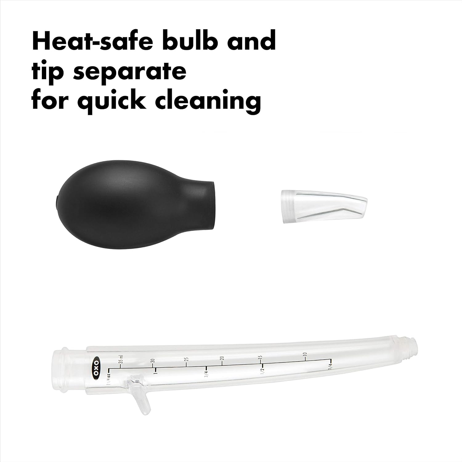 Jeringa de cocina con punta inclinada y cepillo de limpieza, de OXO, A, ClearBlack