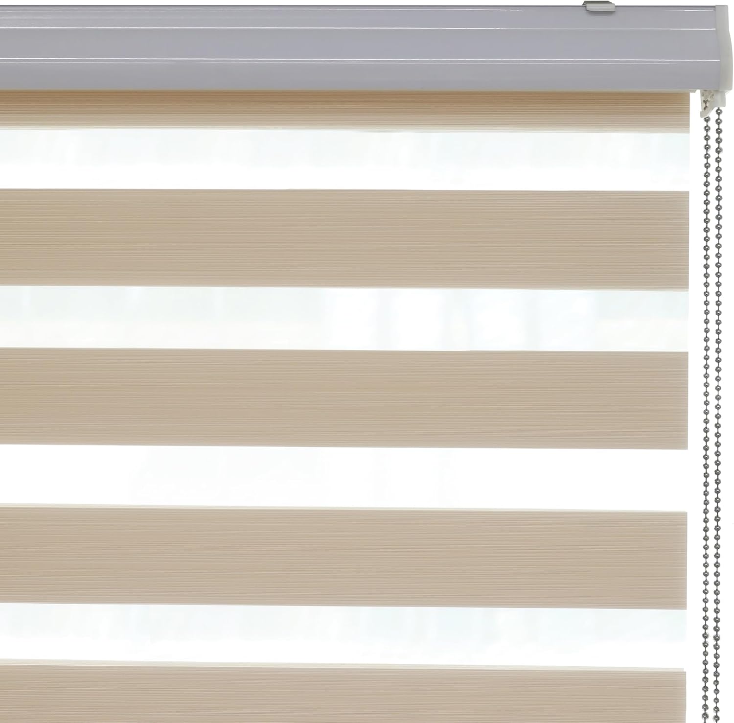 SHECUTE Persianas enrollables Zebra para ventanas, 58 x 72 pulgadas, color beige, filtran la luz, oscurecimiento de la habitación, 50 % opacas, para