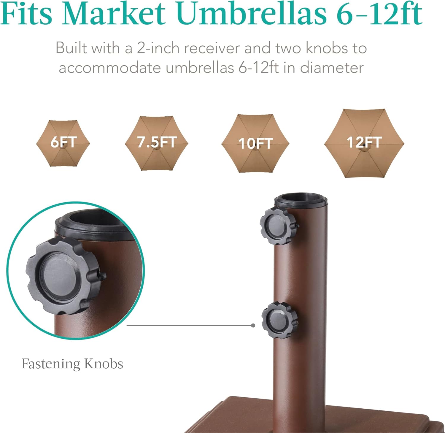 Best Choice Products Base de sombrilla móvil rellenable, base resistente, soporte de mercado cuadrado escalonado para patio, terraza, exterior con 4