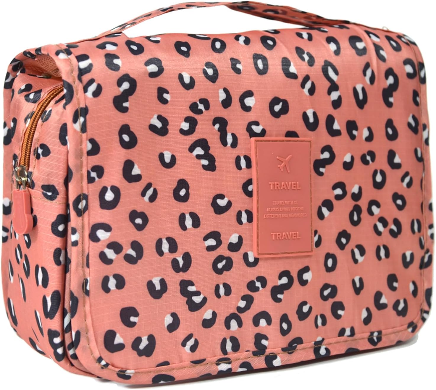 L&FY Neceser de viaje portátil multifunción, bolsa de maquillaje cosmético, estuche de aseo organizador de lavado, Impresión de leopardo.,