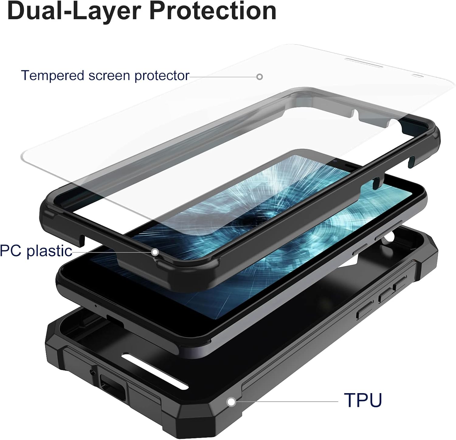 Ailiber Funda para teléfono Volt SV55, Schok SV55 y protector de pantalla (SV55216), protección de estructura de doble capa, parachoques de TPU en
