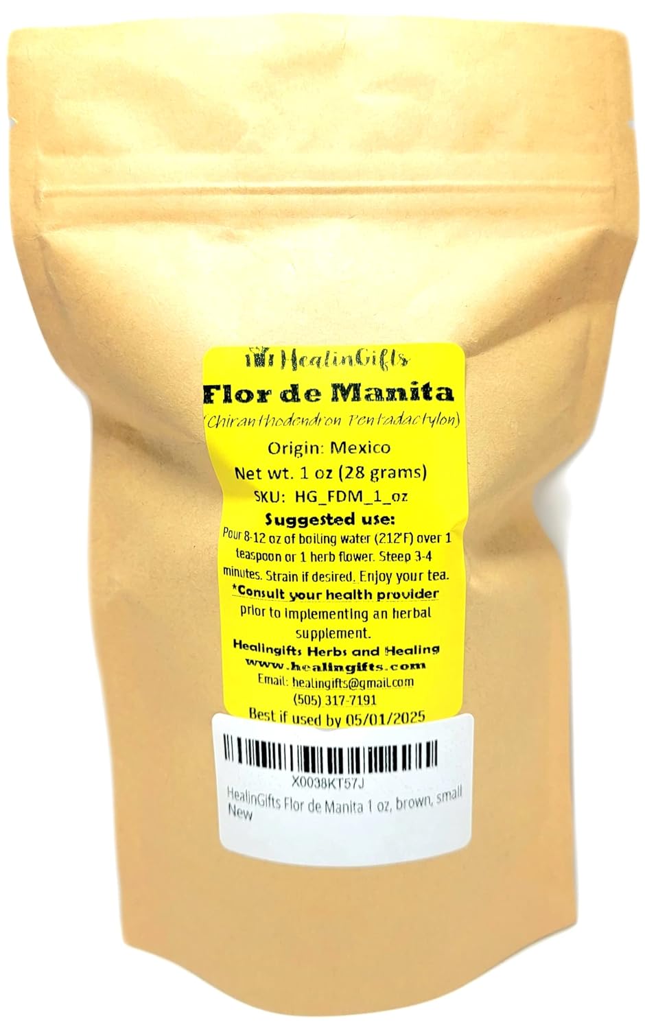 HealinGifts Flor de Manita 1 oz, marrón, pequeño