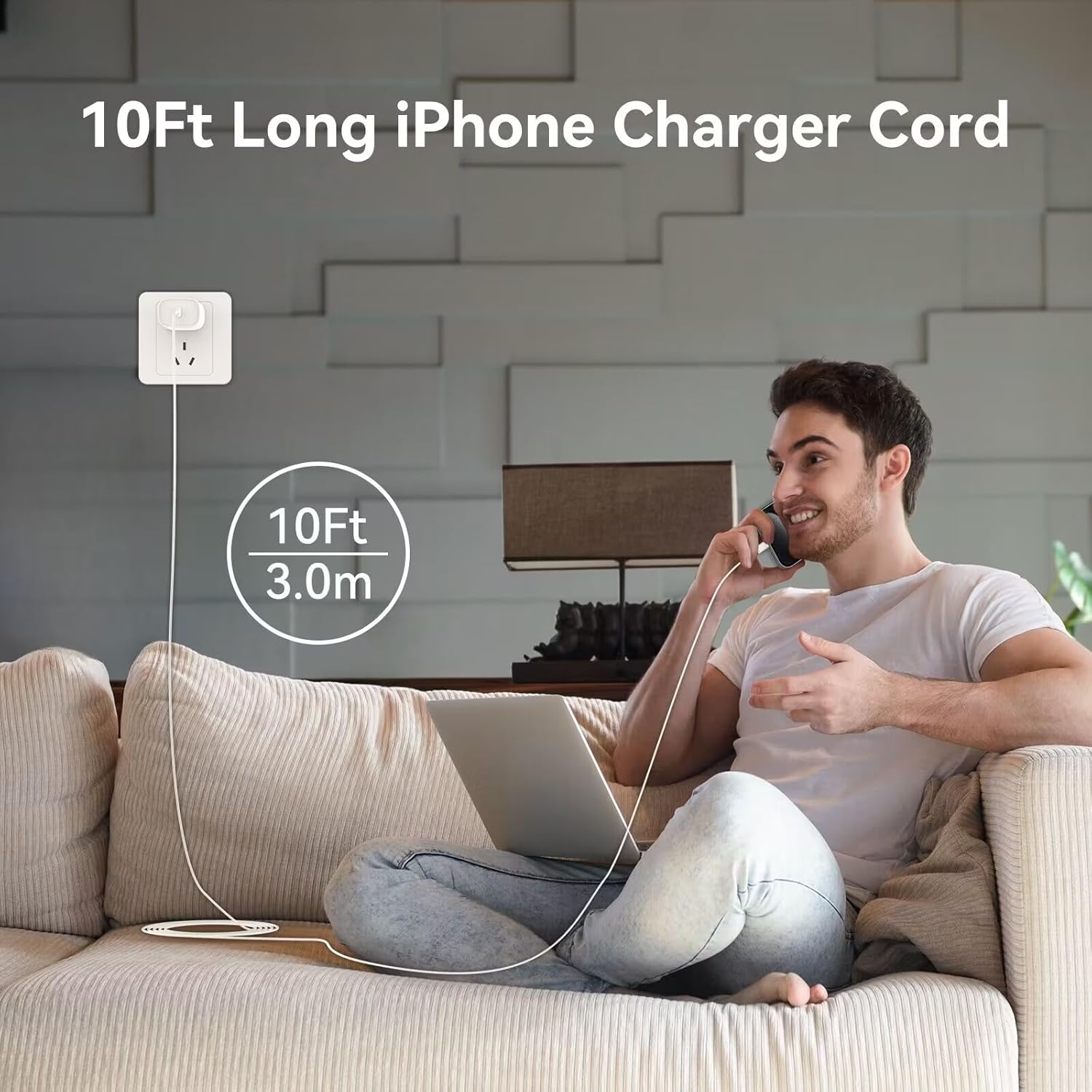 Cargador para iPhone 1515 Pro Max de carga rápida, 20 W, USB C, cable de carga rápida para iPhone 15, cable de carga USB C a C de 10 pies de largo