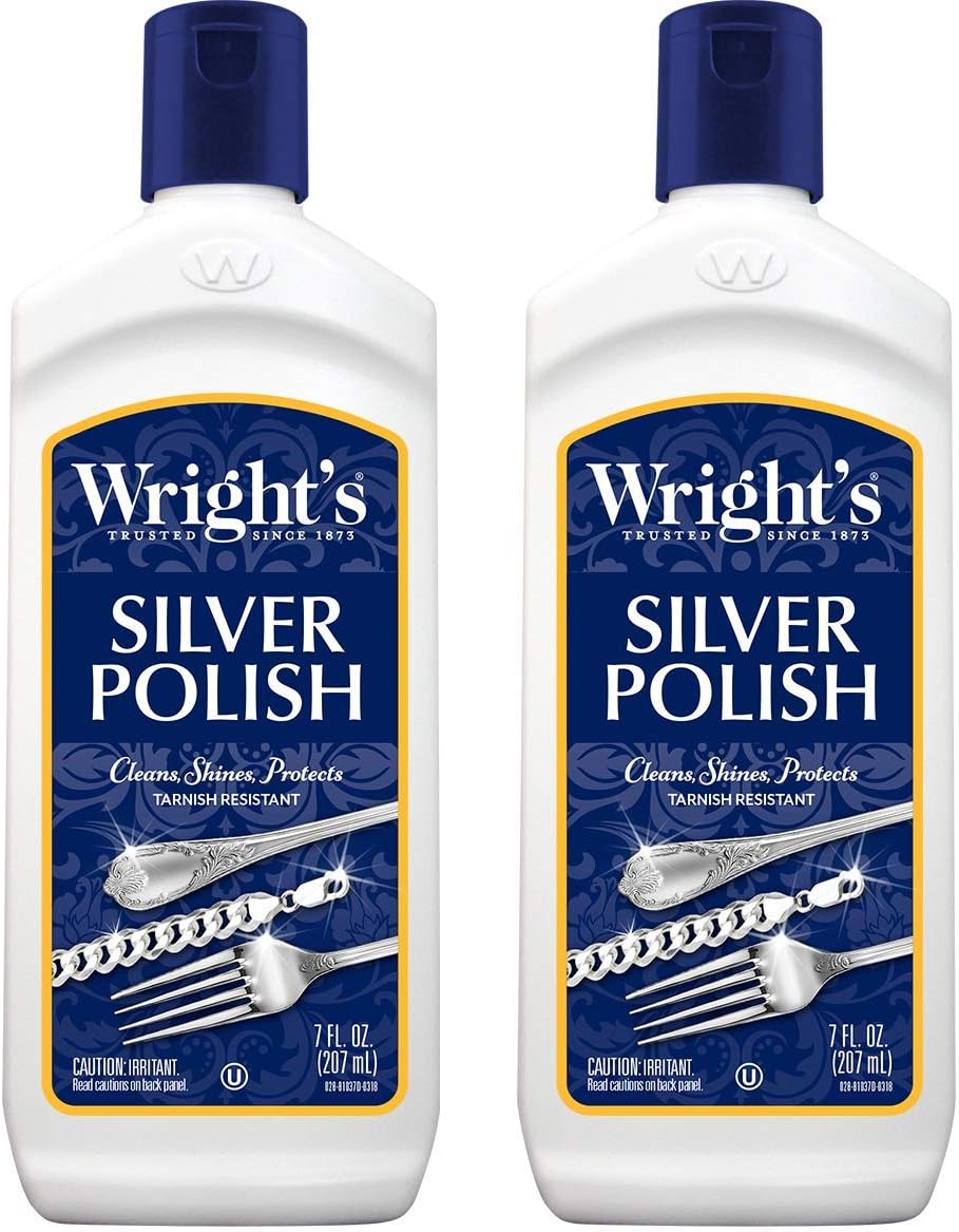Wright’s Limpiador y esmalte de plata, 7 onzas (paquete de 2) sin amoníaco, uso en plata, joyas, plata antigua