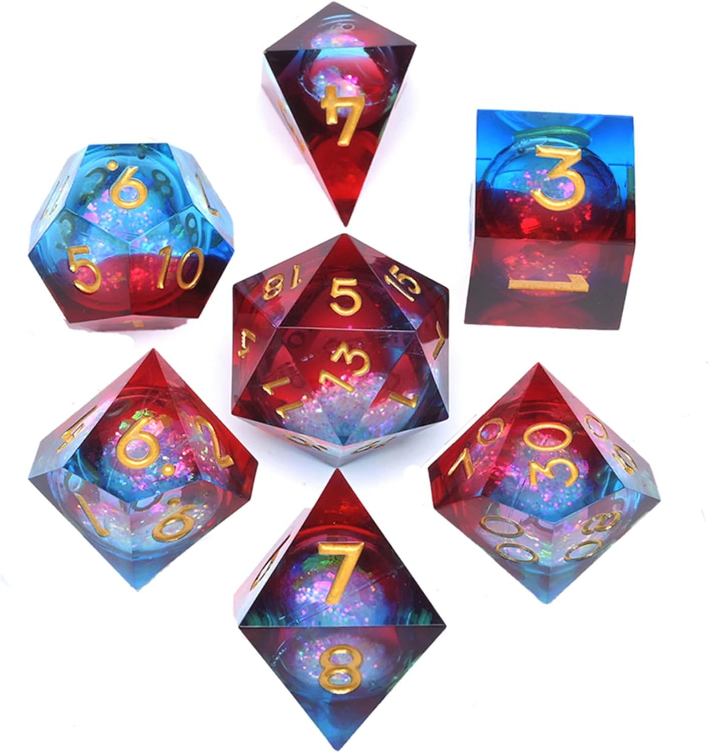 Dungeons and Dragons – Juego de dados de núcleo líquido D&D, juego de dados de resina poliédrica DND, utilizado para juegos de rol, juego de dados