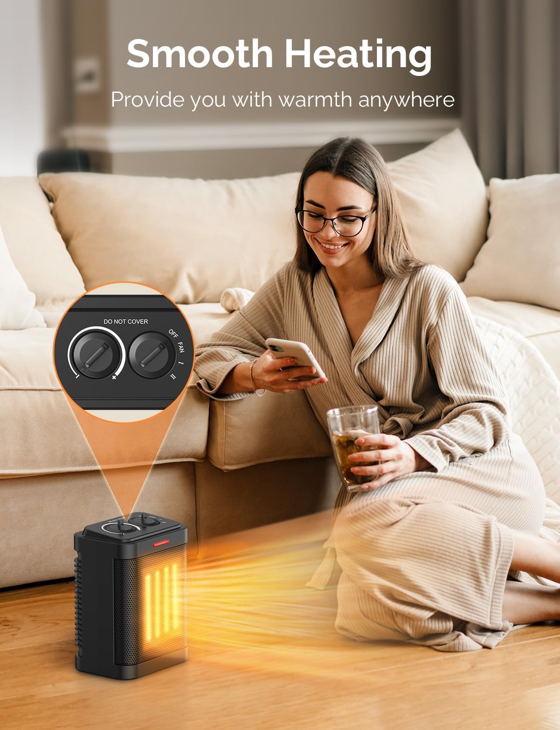 Calentadores de espacio pequeño para uso en interiores, mini calentador de espacio de 1000 W700 W con termostato, protección múltiple, calentador de