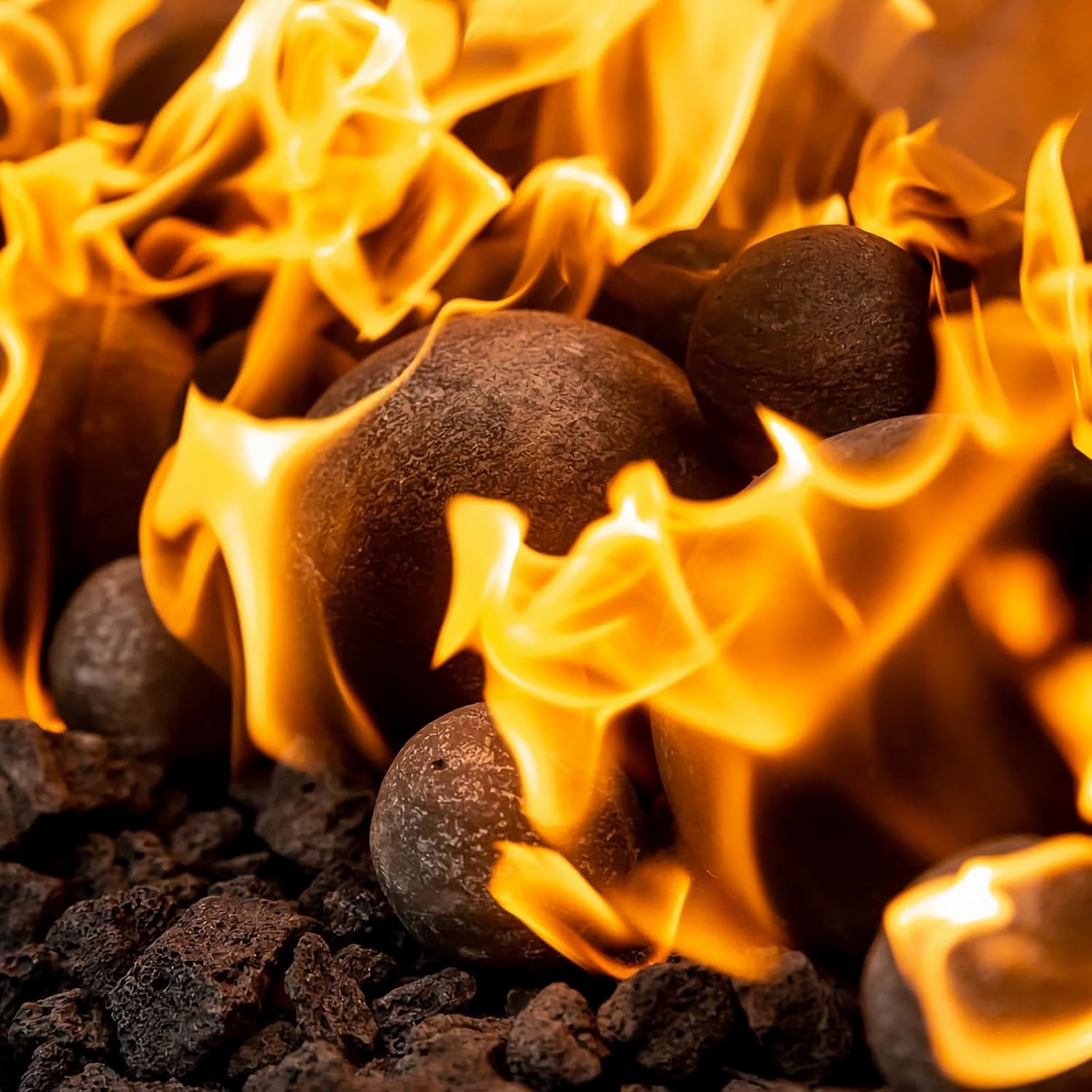 Fxswety Bolas de fuego de cerámica para chimenea, paquete de 6 bolas de fuego de 5 pulgadas para fogatas de propano y gas, accesorios de chimenea,