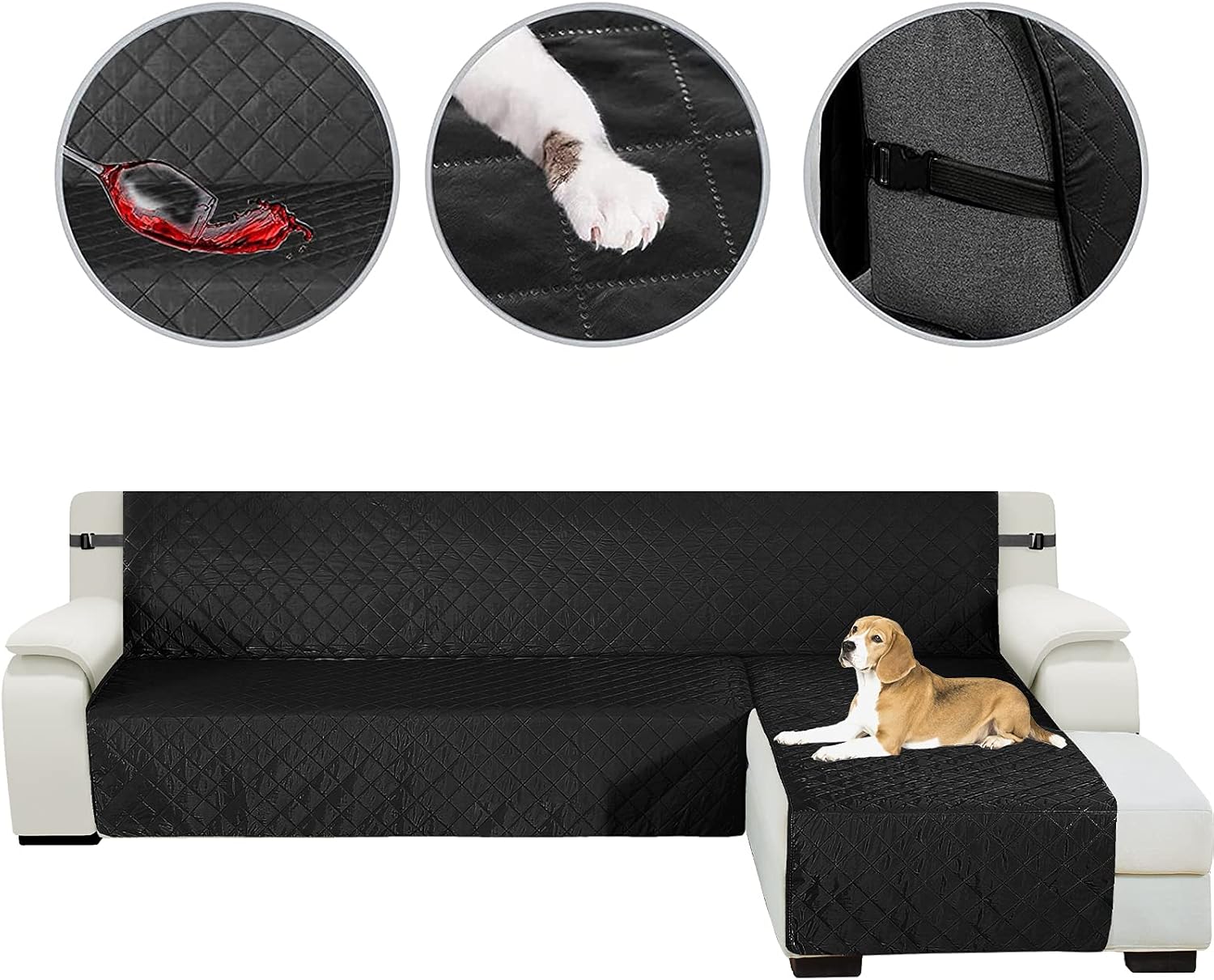 HDCAXKJ Fundas de sofá modular para perros, 3 piezas resistentes al agua, en forma de L, juego de fundas modulares aptas para mascotas, protector de