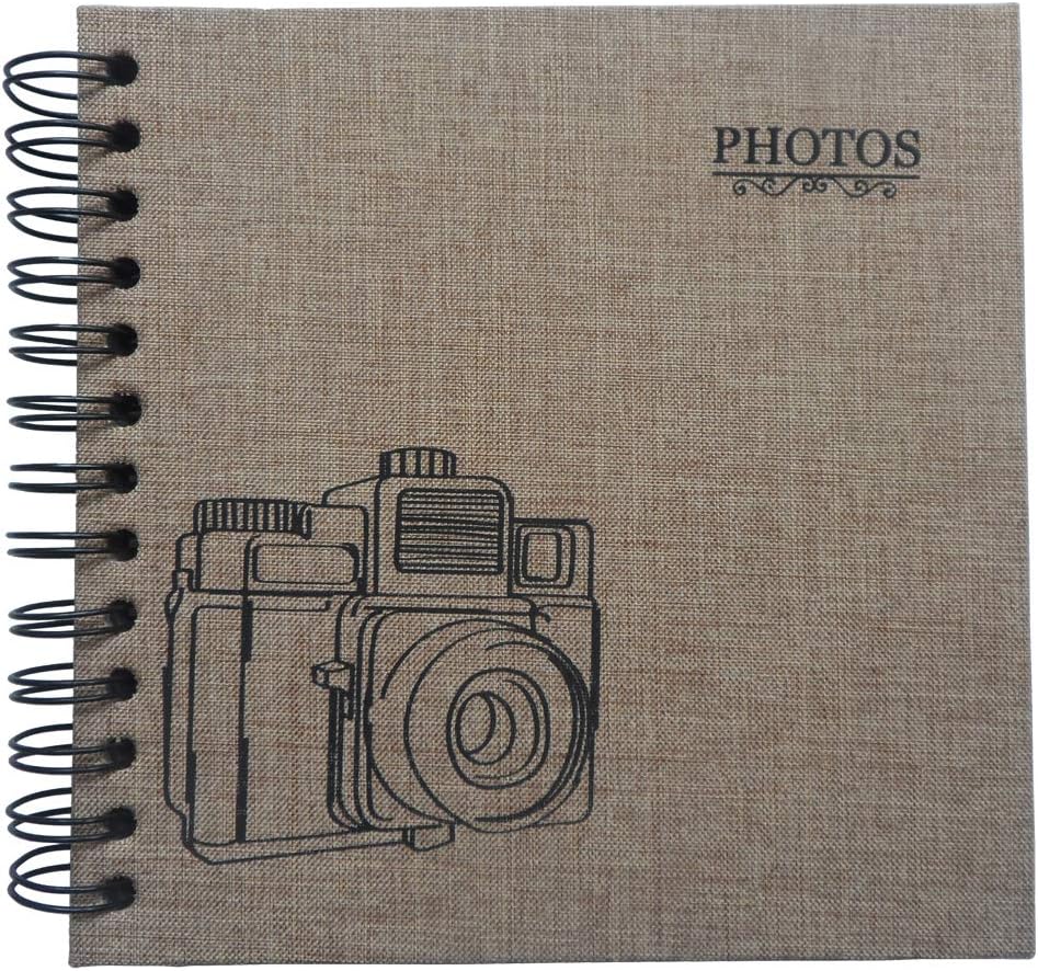 enyuwlcm Álbum de recortes pequeño de lino de tapa dura con páginas negras de 4 x 6 pulgadas, álbum de fotos hecho a mano, álbum de bricolaje,