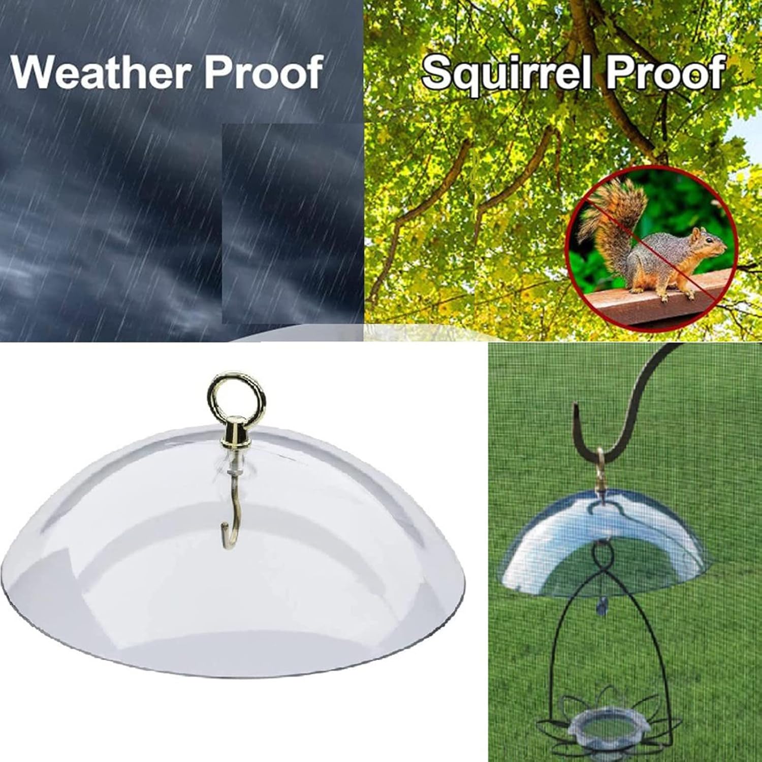 Baffle para comedero de pájaros, comederos para pájaros a prueba de ardillas para exteriores, cubierta de lluvia para comederos de pájaros para