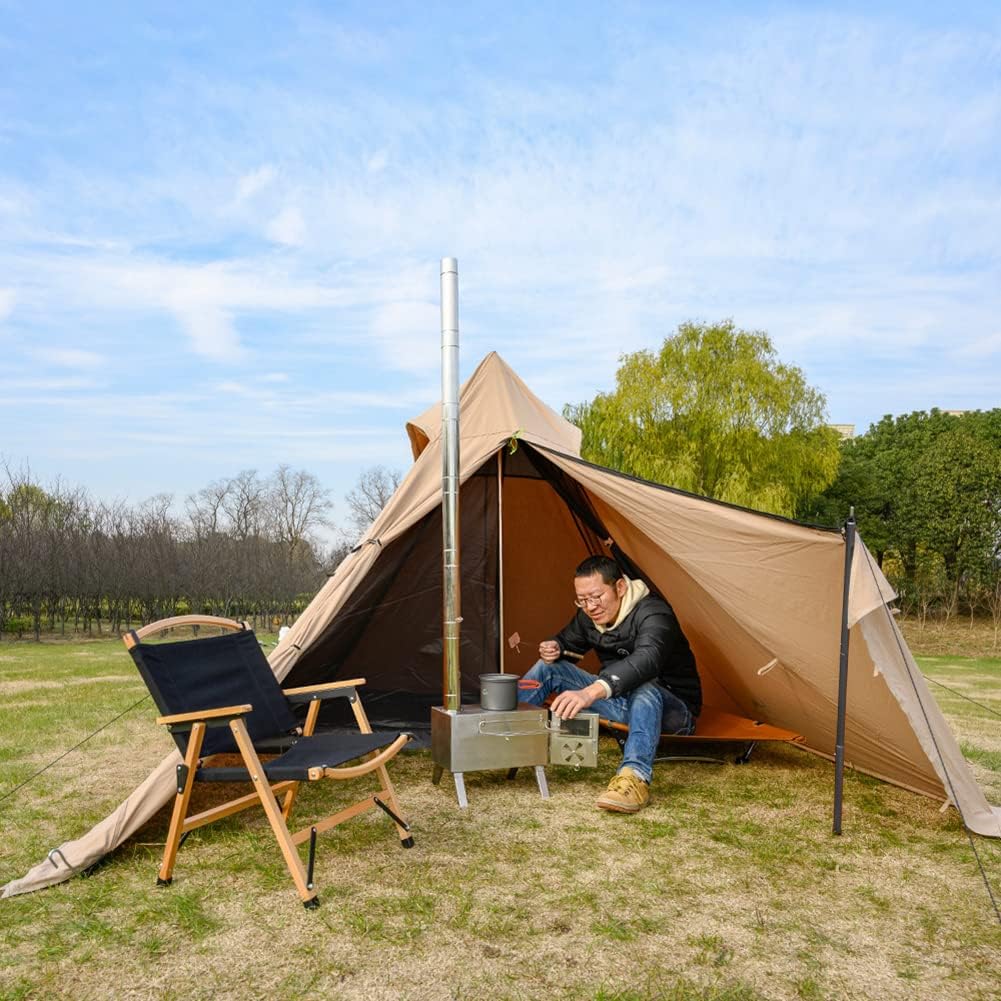 Tienda piramidal para 2 personas Tienda de campaña de lujo Tipi para Caza Equipo Familiar Mochilero Camping Senderismo – Camping Yurt Tent