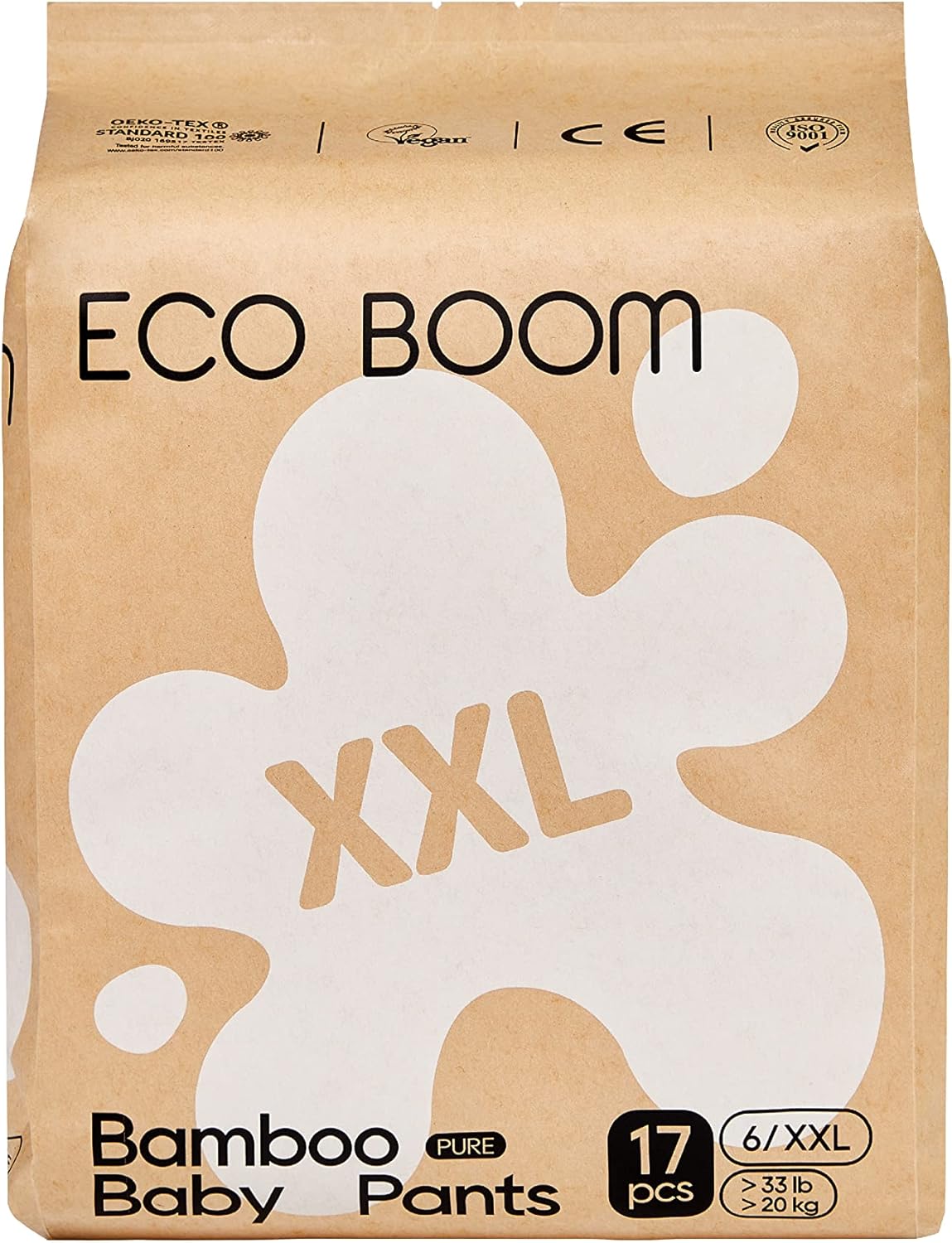 Eco boom Pantalones de entrenamiento para niños pequeños, hipoalergénicos para pieles sensibles, talla 6 adecuada para 33+lb (XXL, 17 unidades)