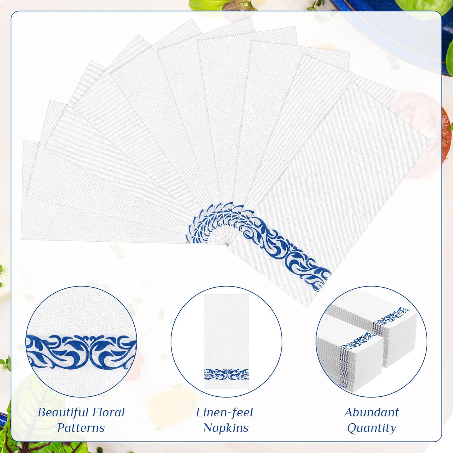 Paquete de 200 servilletas desechables de lino, elegantes servilletas de papel decorativas, suaves y absorbentes, toallas de invitados para baño,