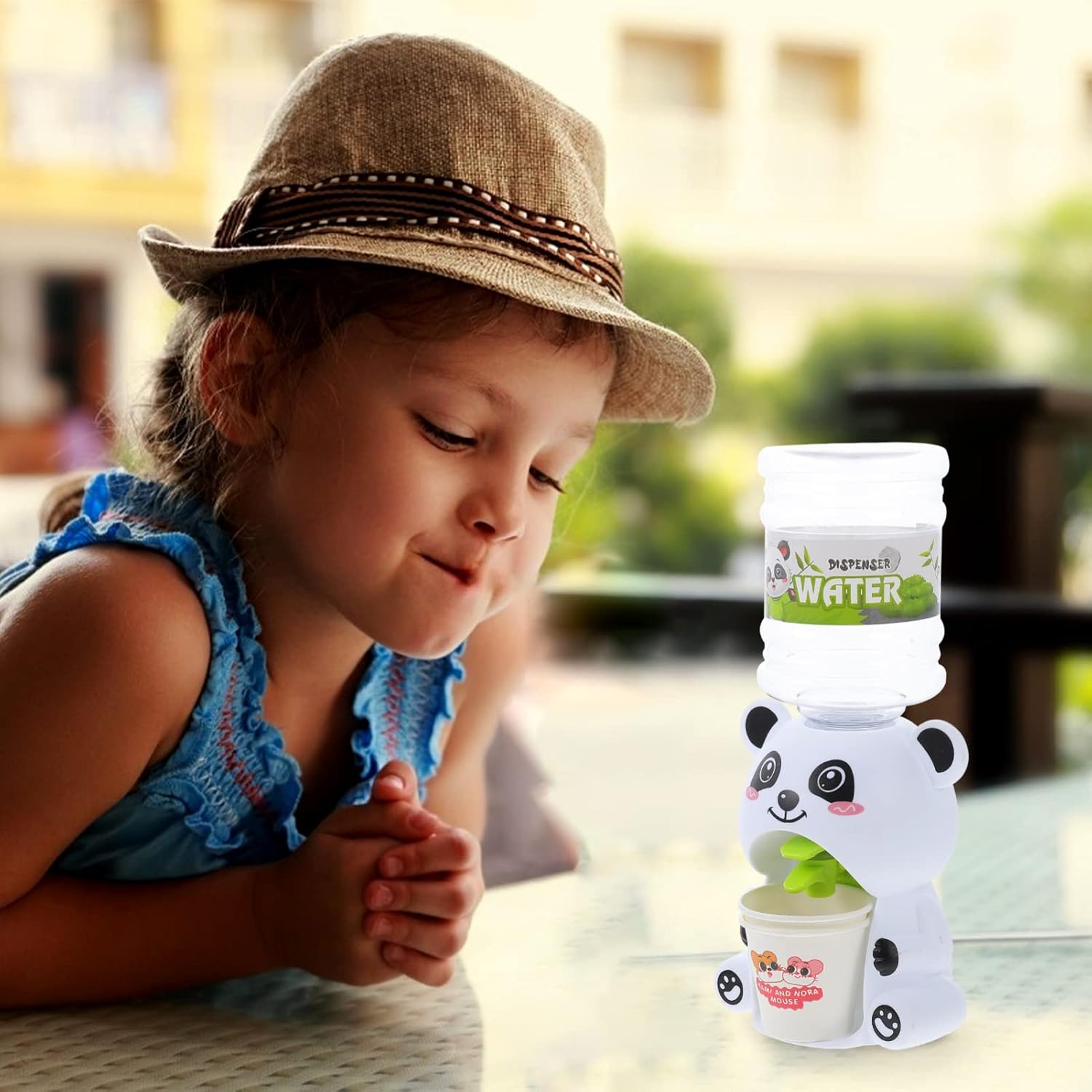 Toddmomy Dispensador de agua Kawaii dispensador de agua de juguete mini dispensador de agua eléctrico para niñas y niños pequeños accesorios (Panda