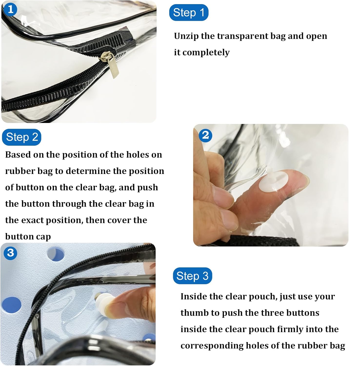 3 piezas transparentes para bolsa de playa, accesorios para bolsa Bogg, bolsas de inserción impermeables, organizador de almacenamiento, bolsas de