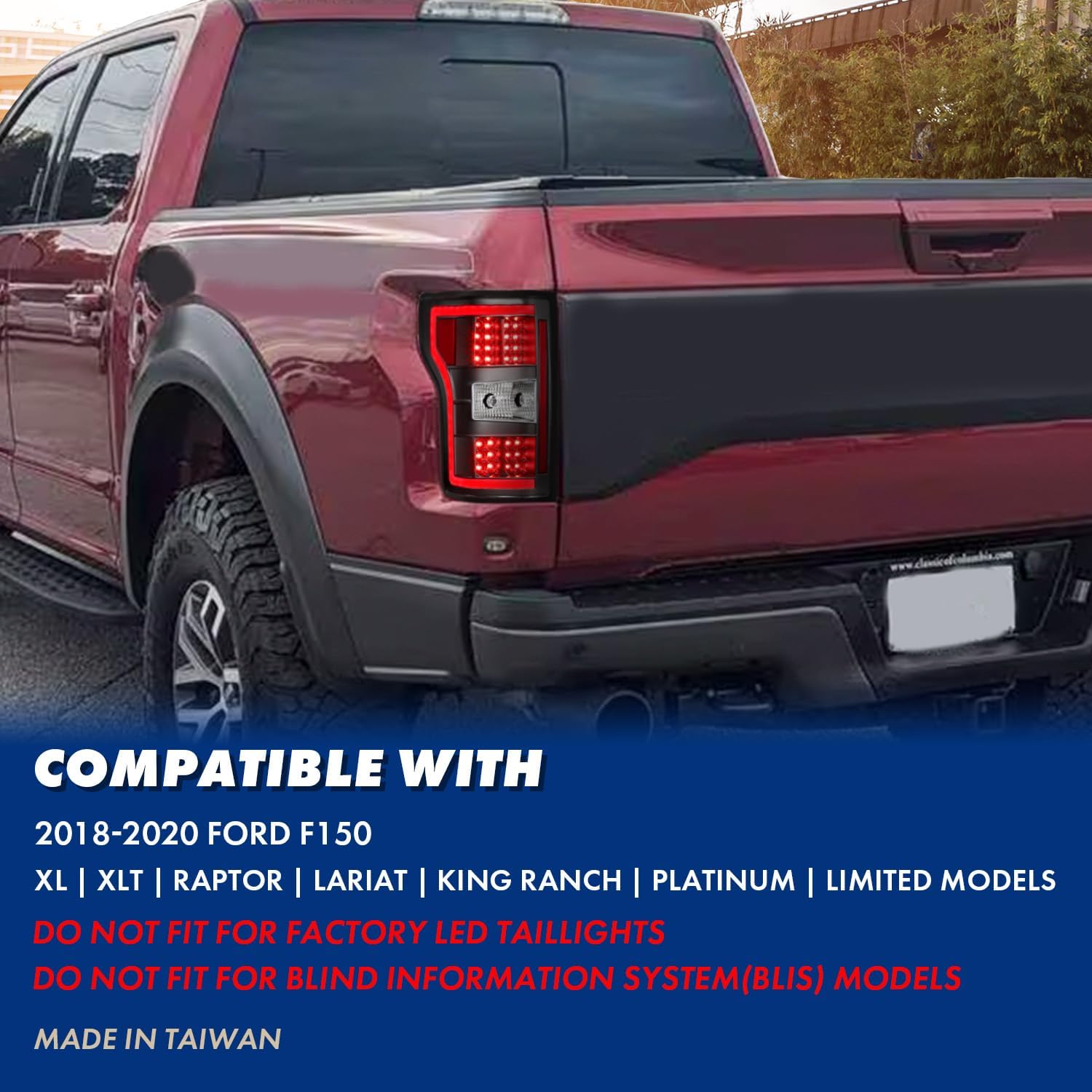 AmeriLite Juego de luces traseras de repuesto para Ford F150 2018-2020 Pickup LED para barra de luz de freno, lado del conductor y del pasajero