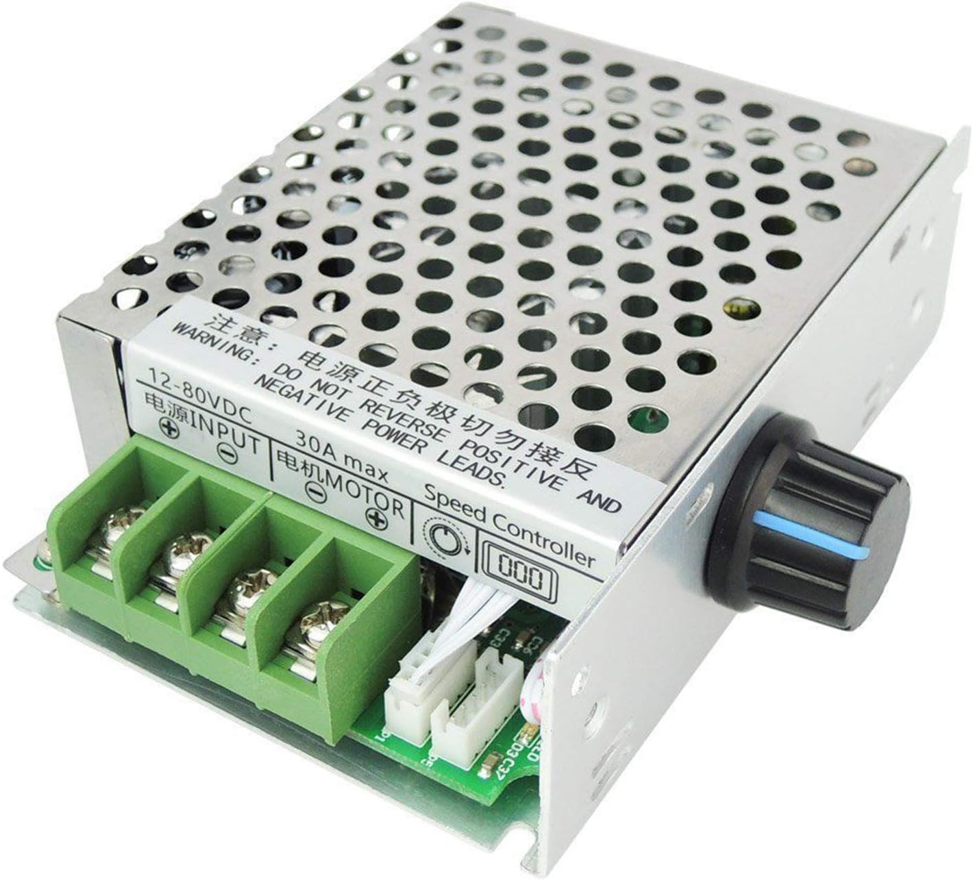 Greartisan Regulador de velocidad del motor de 12V-80V 30A DC PWM Regulador de velocidad variable Interruptor de gobernador CCM6DS-D con perilla de