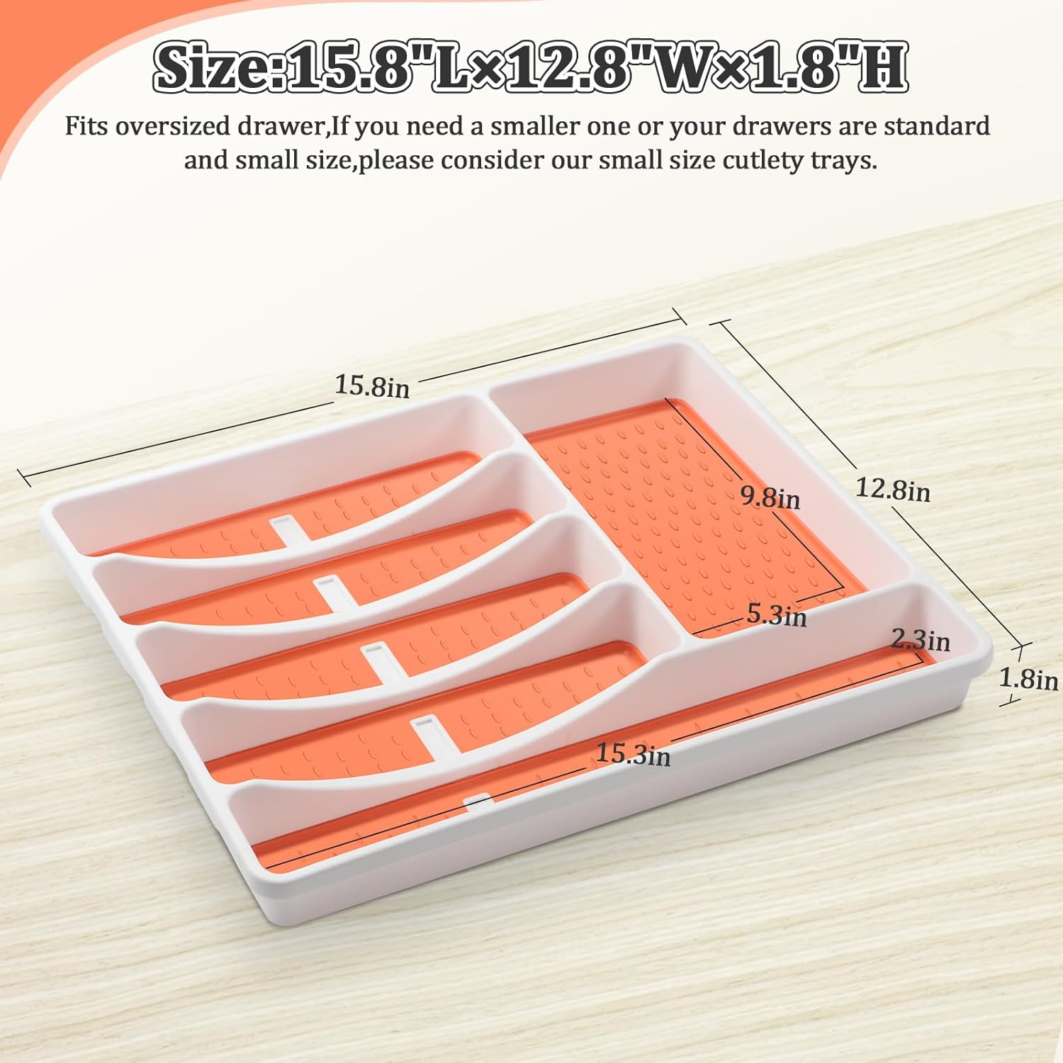 CherHome Organizador de cubiertos con iconos de cubiertos, bandeja de cubiertos para cajón de cocina, cubiertos de plástico, organizador de cajones