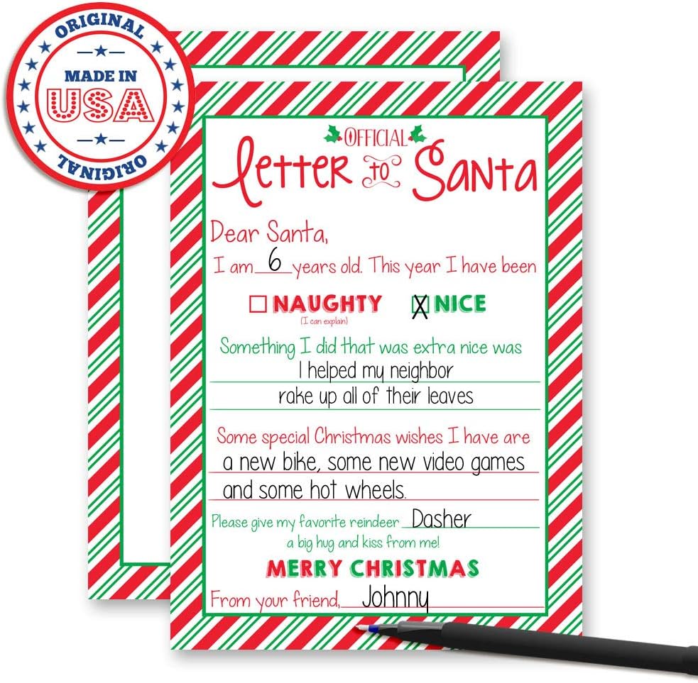 Kit oficial de Carta a Santa, 4 tarjetas de relleno de recuerdos navideños de 5 x 7 pulgadas Keep Precious Fleeting Moments Alive de alta calidad,