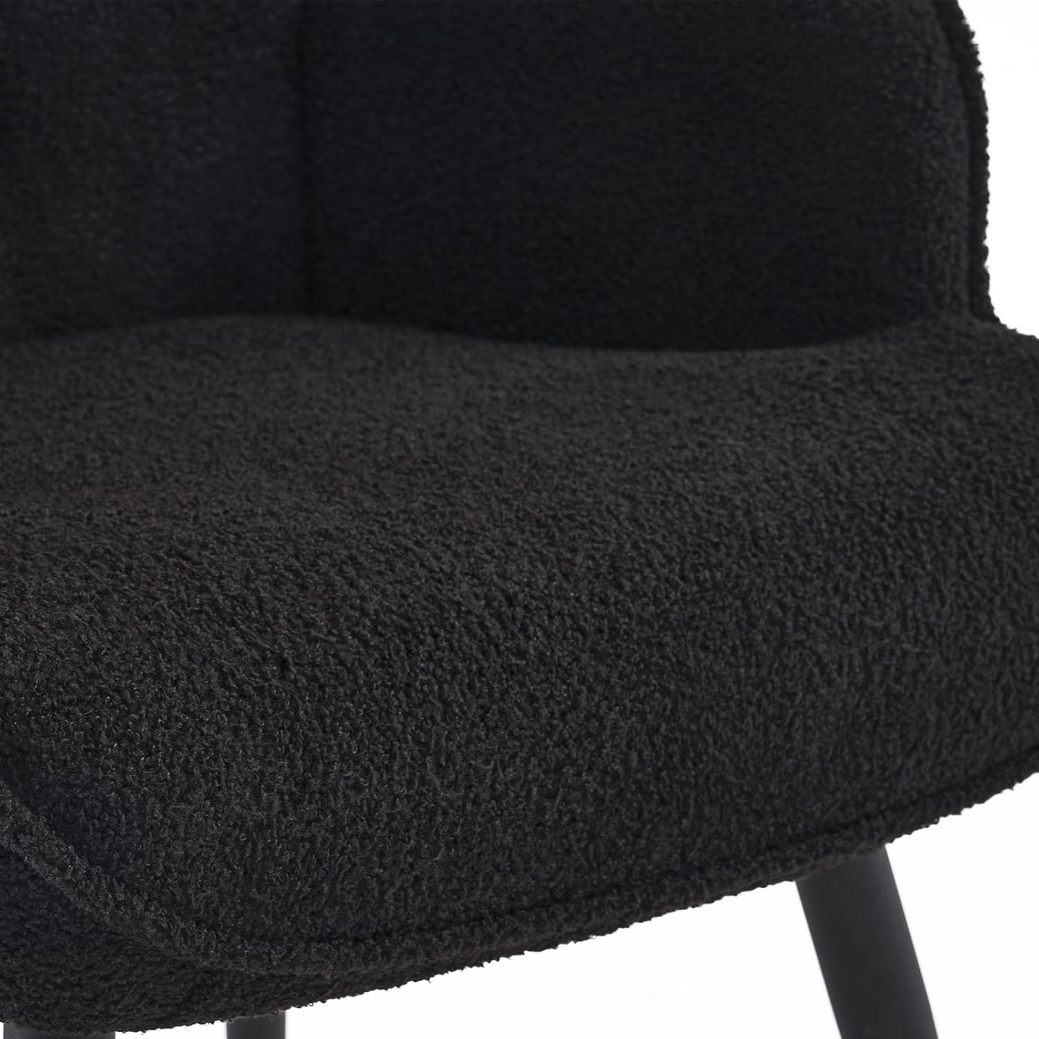 Furnimart Silla decorativa de piel sintética negra con respaldo de ala, silla moderna para sala de estar, cómoda silla de invitados para oficina,