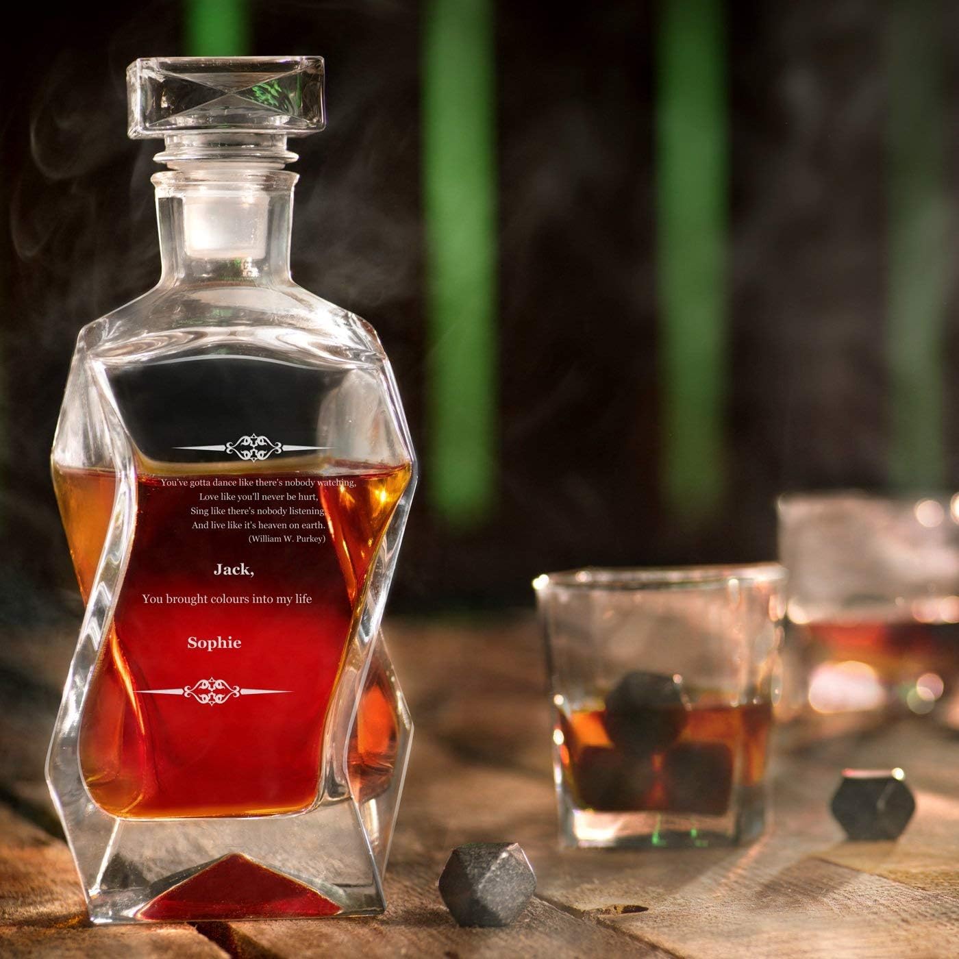 Maverton Juego de decantador de whisky con 6 vasos para hombre – Dispensador de licor personalizado para él – Jarra de whisky para cumpleaños –