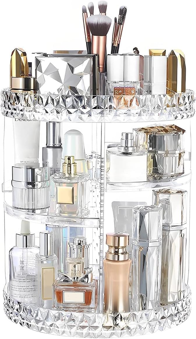 ZHIAI Organizador de maquillaje giratorio de 360, organizador de cosméticos de gran capacidad para soporte de perfume, organizador de encimera,