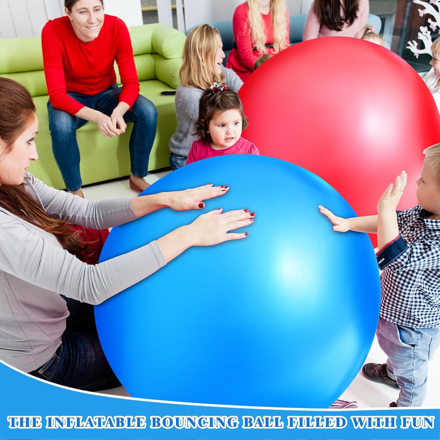 Jenaai 2 bolas de rebote grandes de 30 pulgadas, bola de goma gigante inflable gigante para hacer ejercicio al aire libre, pelota de salto para
