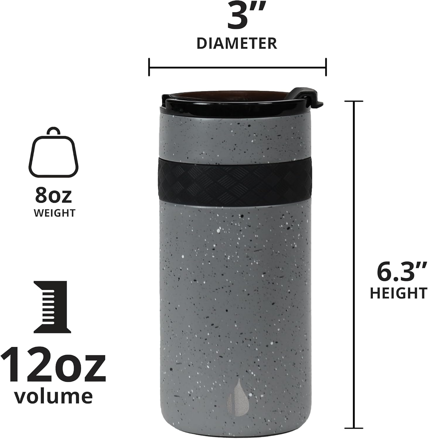 Elemental Duo-Sip – Vaso aislado 2 en 1 con tapa 100% a prueba de fugas y tapa delgada de 12 onzas, vaso de acero inoxidable de triple pared para