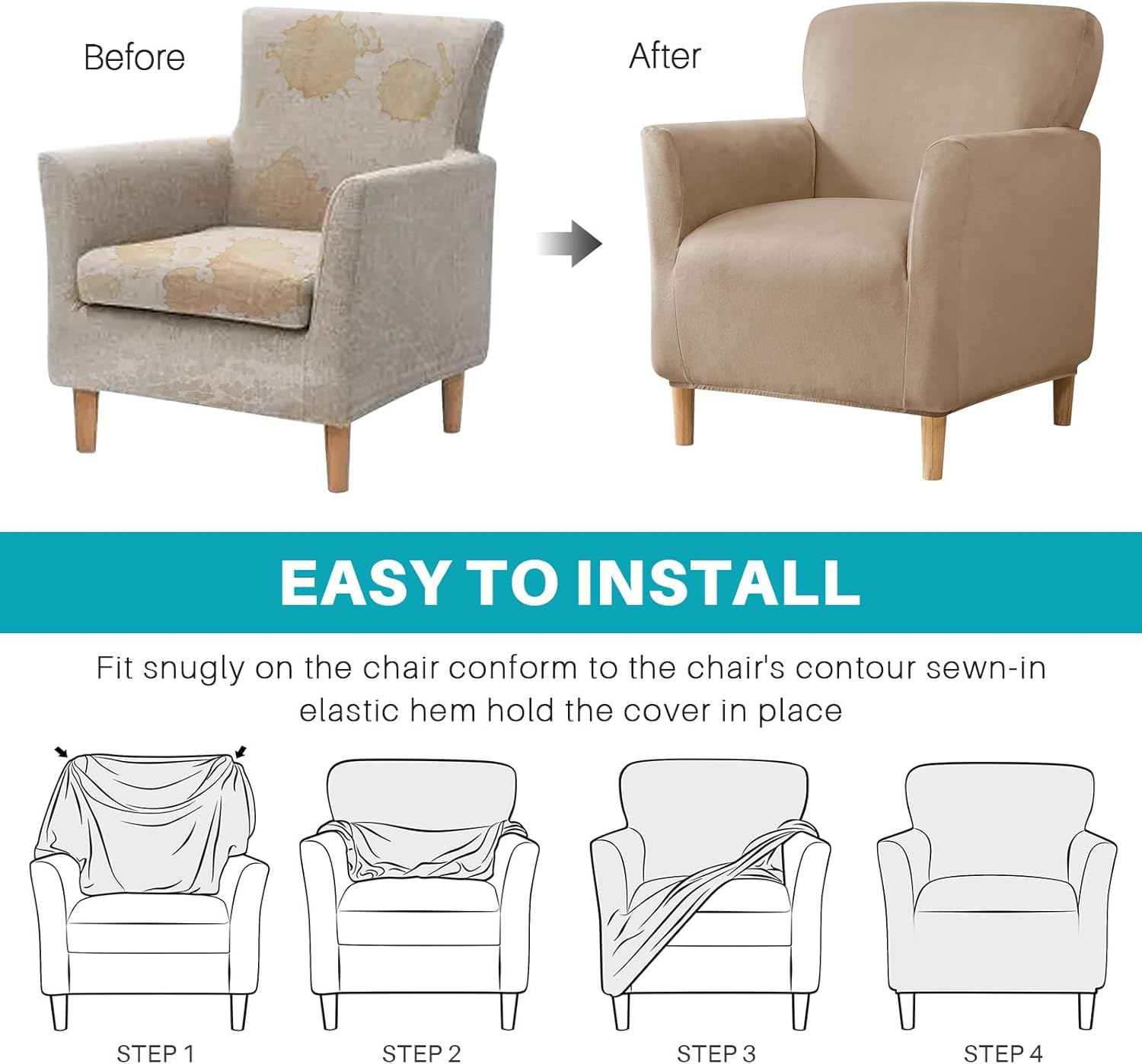 MIFXIN Funda para sillón de banquete, funda elástica de terciopelo para sillón, 1 pieza de elastano, protector de muebles elástico para sofá de 1