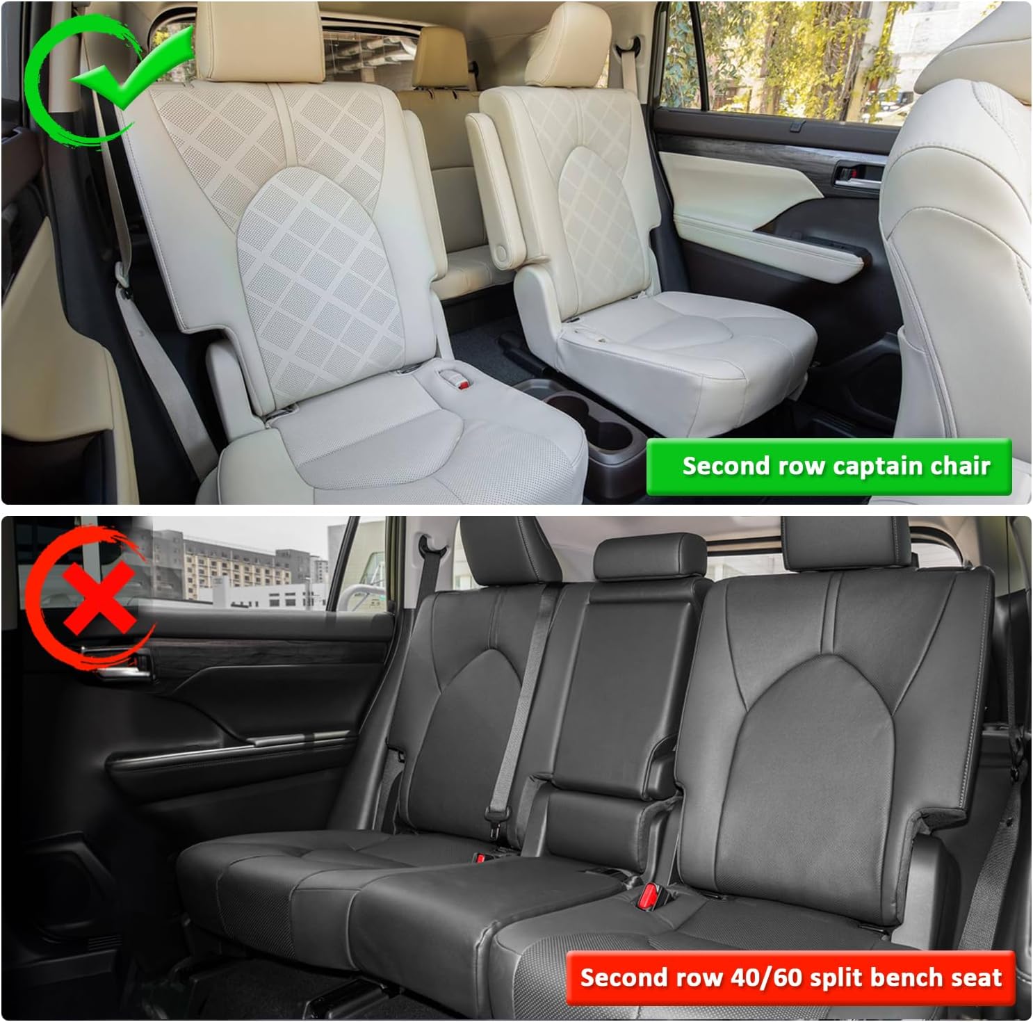 GIANT PANDA Juego completo de fundas de asiento de automóvil personalizadas para Toyota Highlander XLEXSELimitedPlatinumHybrid 2020 2021 2022 2023