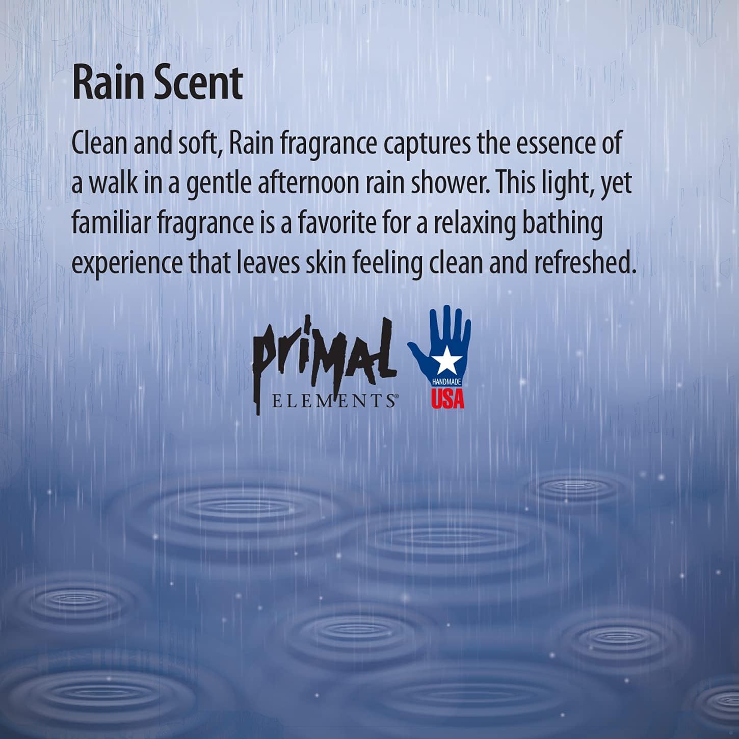 Primal Elements Mocasín de jabón con aroma a lluvia, azul, 5 libras