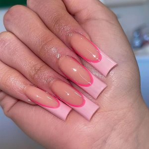 MISUD 24 uñas largas cuadradas a presión, uñas postizas Squoval, uñas postizas brillantes con pegamento en uñas rosadas de punta francesa, uñas MISUD 24 uñas largas cuadradas a presión, uñas postizas Squoval, uñas postizas brillantes con pegamento en uñas rosadas de punta francesa, uñas