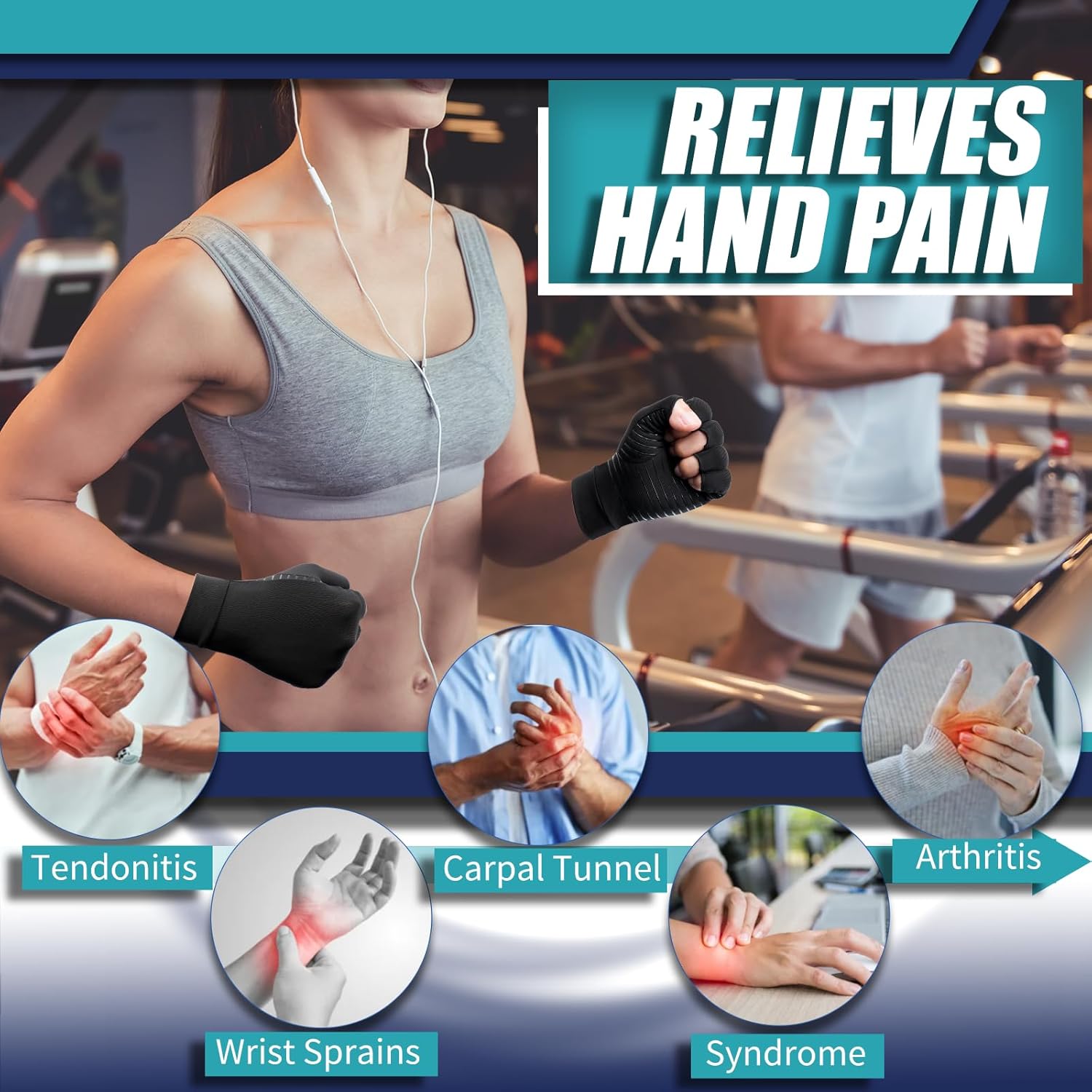 DRNAIETY Guantes de compresión para artritis de cobre, guantes de artritis para hombres y mujeres, alivian el reumatoide de manos, RSI, dolor en las