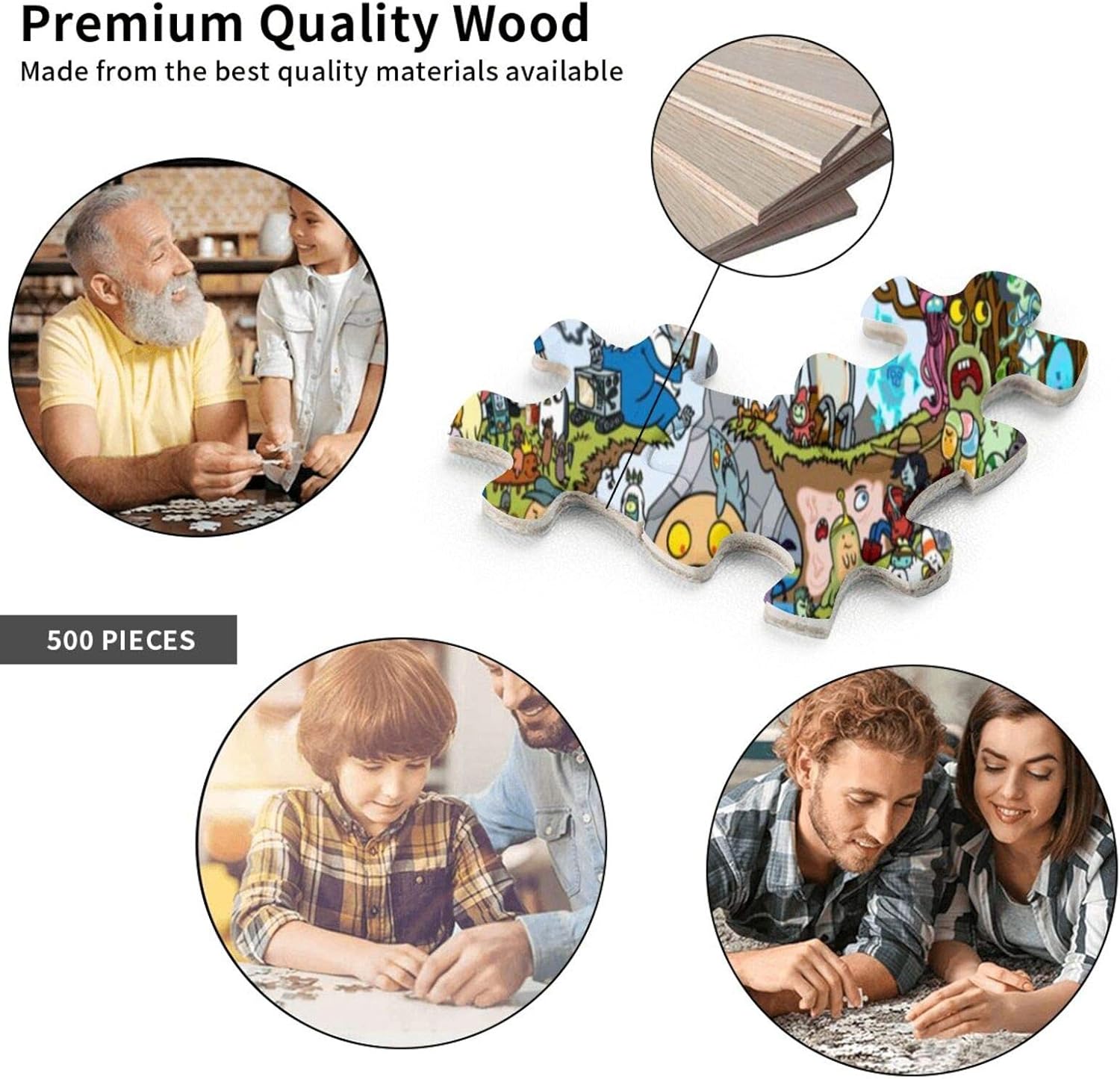 Rompecabezas de madera de anime de 500 piezas para adultos, rompecabezas para adultos y adolescentes, educación temprana, 15 x 20 pulgadas