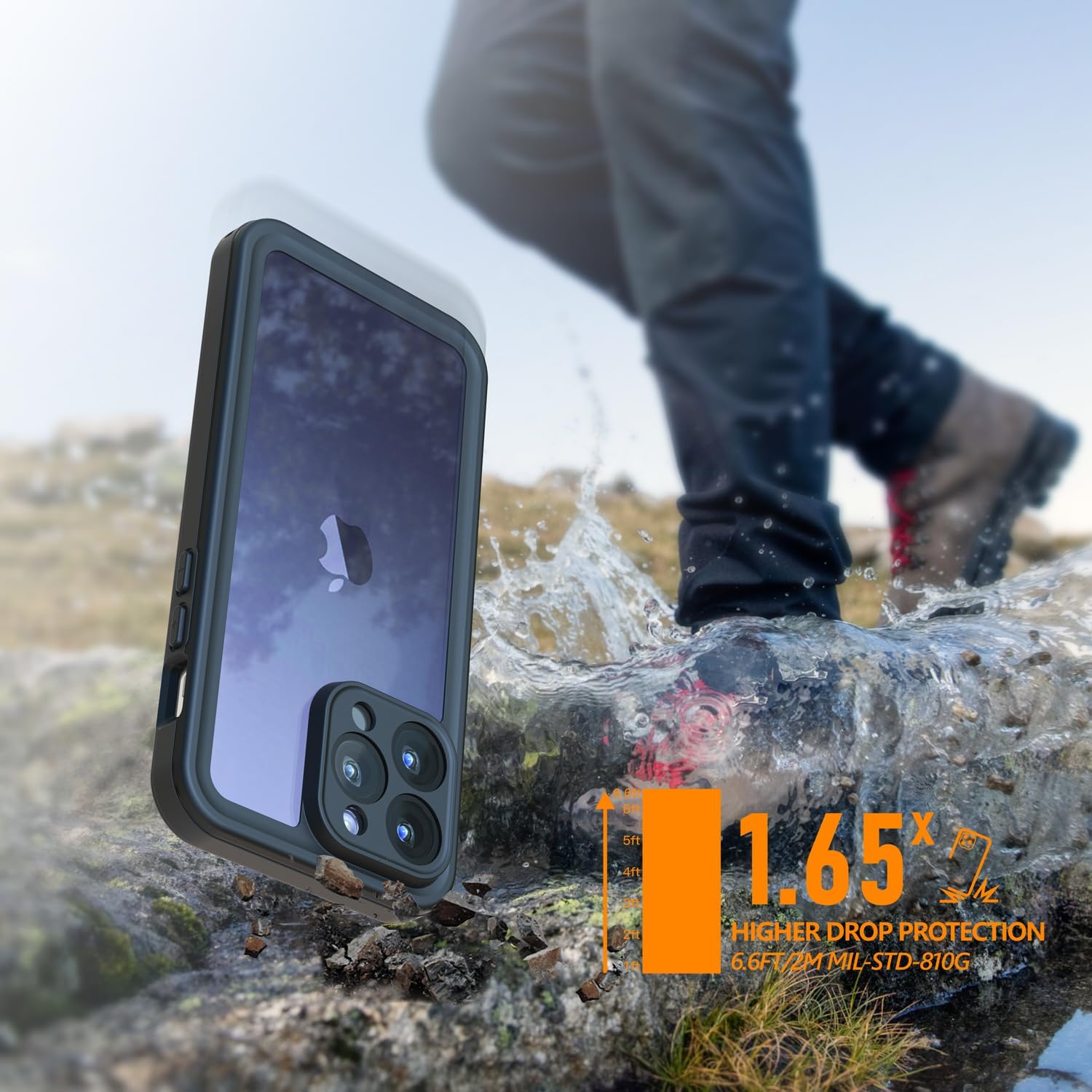 inkolelo Funda impermeable compatible con iPhone 15 Pro Max, protector de pantalla integrado de cuerpo completo con correa flotante, funda