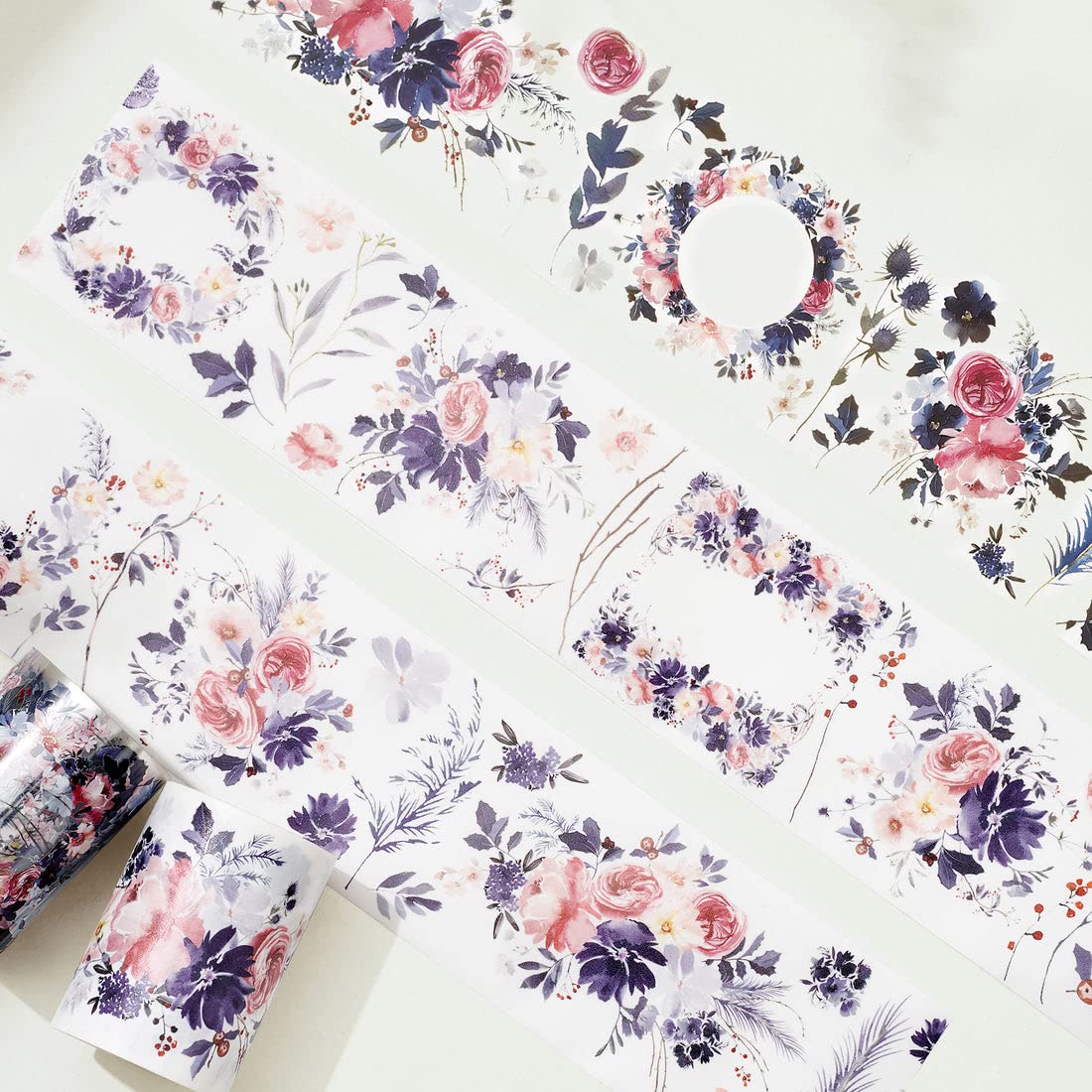 WT Frosty Rose – Cinta ancha de PET, rollo individual, diseños originales, cinta decorativa floral, cinta transparente para manualidades para